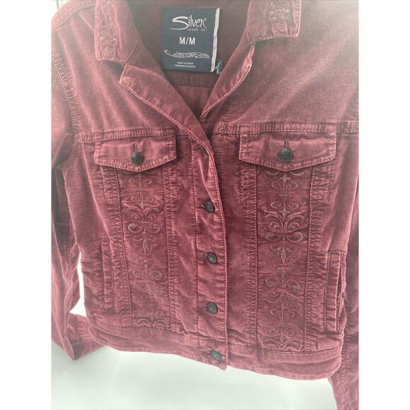 Silver Jeans Women’s Burgundy Medium Button Front Western Shirt - Picture 7 of 7